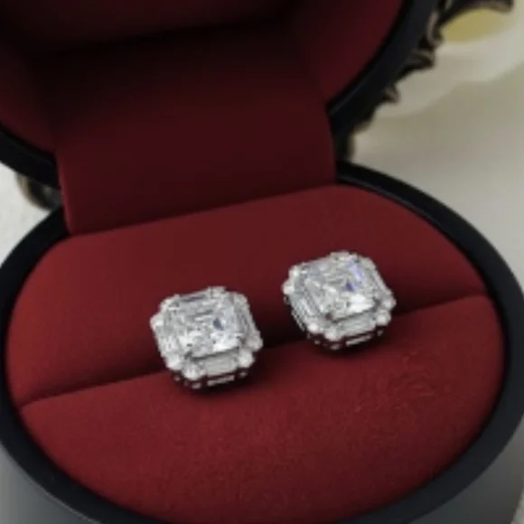 925 Sterling Silver Cz Stud Earrings - Picture 2 of 3